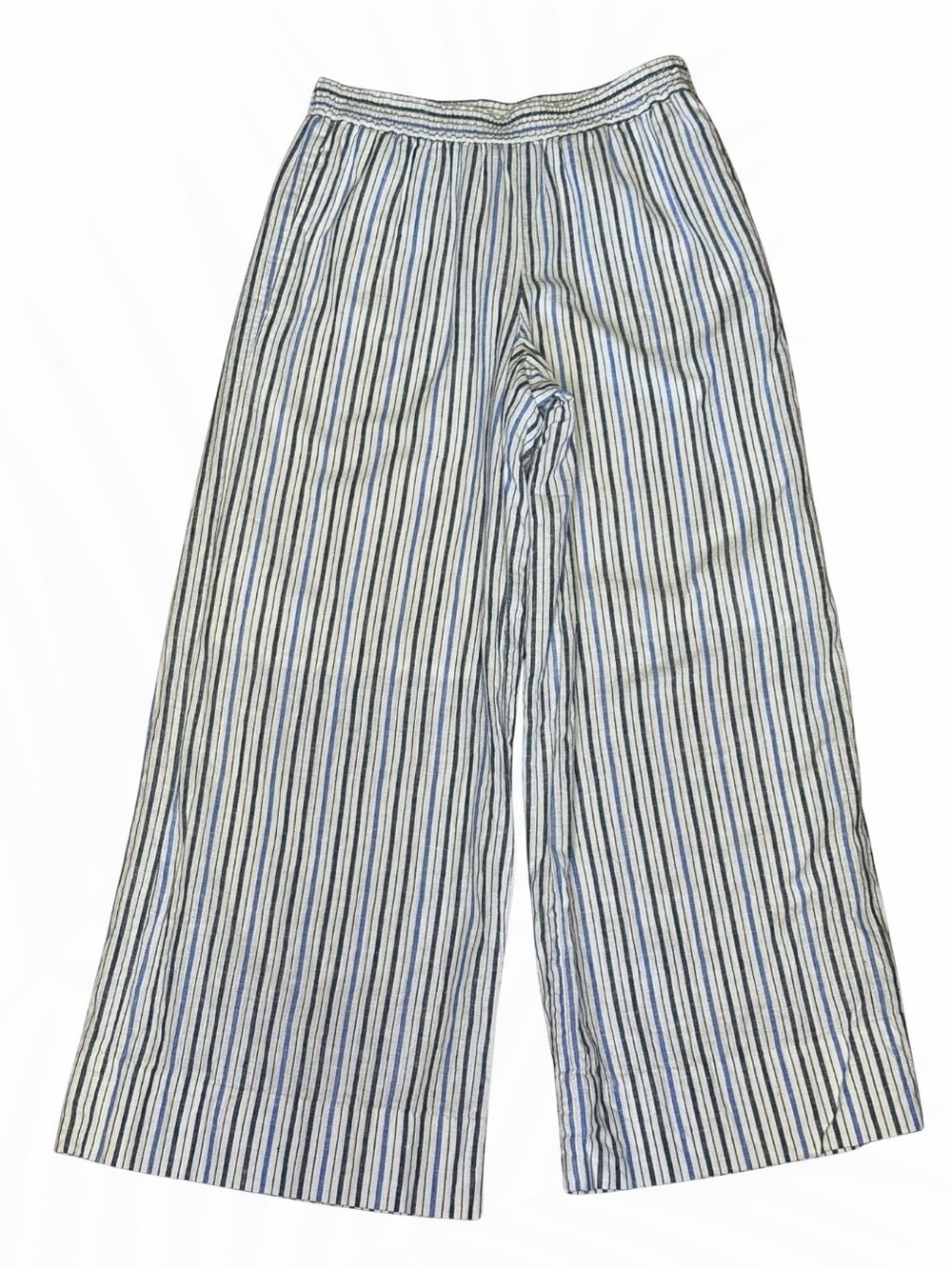 MICHAEL Michael Kors Striped Linen Blend Wide Leg Crop Pants XXS